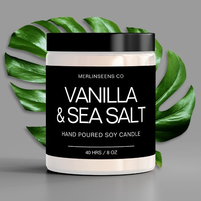 Sticker Rectangulaire Bougie de soja fait main Calligraphie Chic Classiq (Créateur téléchargé)