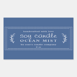 Sticker Rectangulaire Bougie de soja faite maison XL Feuillage Classique