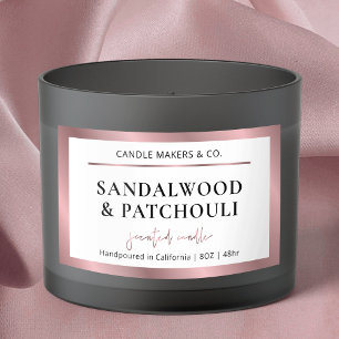 Sticker Rectangulaire Bougie élégante à motif script or rose bronze méta