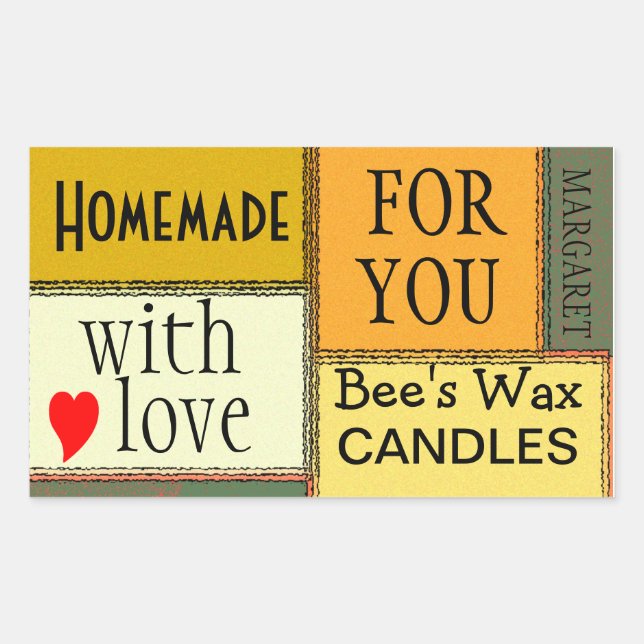 Sticker Rectangulaire Bougies maison Personnalisées (Devant)