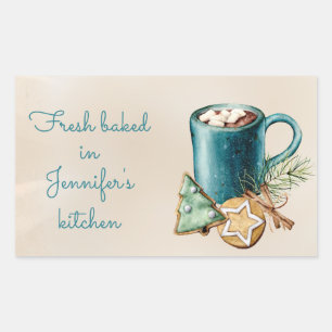 Sticker Rectangulaire Boulangerie maison vintage bleu et Kraft