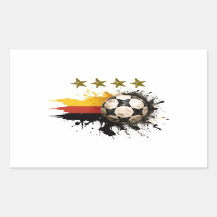Sticker Rectangulaire Boule de football avec drapeau allemand et quatre 