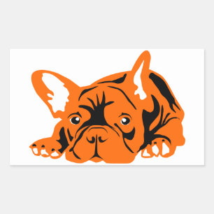 Sticker Rectangulaire Bouledogue français orange noir