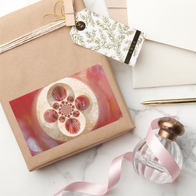 Sticker Rectangulaire Boules de cricket rouge Art Abstrait Design d'impr (Cadeaux)