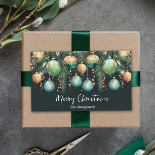 Sticker Rectangulaire Boules dorées arbre de Noël