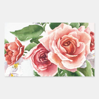 Sticker Rectangulaire Bouquet de rose