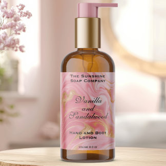 Sticker Rectangulaire Bouteille de cosmétiques en marbre rose délicat et