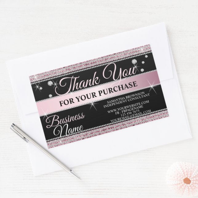Sticker Rectangulaire Boutique Boutique Girly Sparkle Pink Diamond (Enveloppe)
