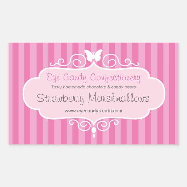 Sticker Rectangulaire Boutique confiserie vente de nourriture rose autoc (Devant)