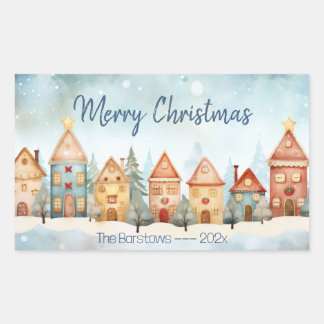 Sticker Rectangulaire Boutique de Noël dans la rangée de pain d'épice