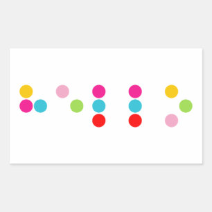 Sticker Rectangulaire Braille aveugle alphabet lettres bonjour texte