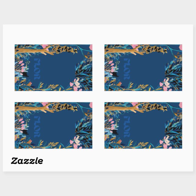 Sticker Rectangulaire Branded Floral Wrap Card (Feuille)