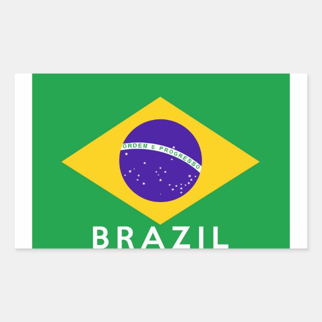 Sticker Rectangulaire brésil nom du symbole du drapeau du pays (Devant)