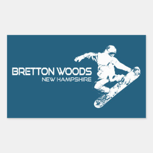 Sticker Rectangulaire Bretton Woods New Hampshire Snowboardeur