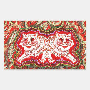 Sticker Rectangulaire Bright Psychedelic Red Cats (par Louis Wain)