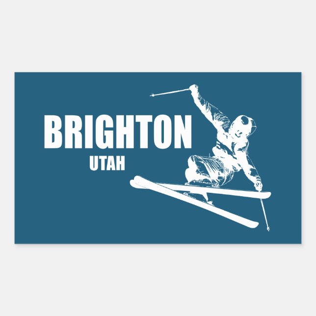 Sticker Rectangulaire Brighton Resort Utah Skier (Devant)