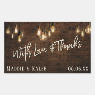 Sticker Rectangulaire Briques avec lumières Edison vintage Avec amour et