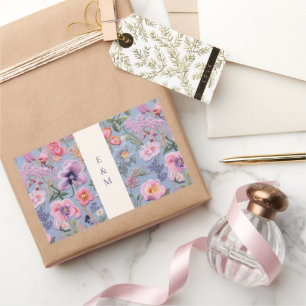 Sticker Rectangulaire Broderie Fleurs Initiales