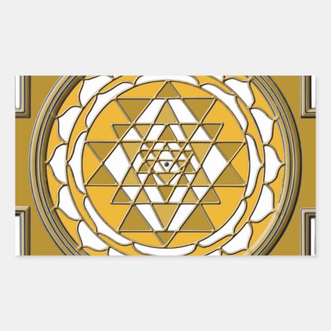 Sticker Rectangulaire Bronze de Sri Yantra (Devant)