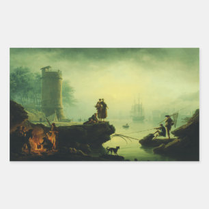 Sticker Rectangulaire Brouillard du matin en mer par Joseph Vernet 