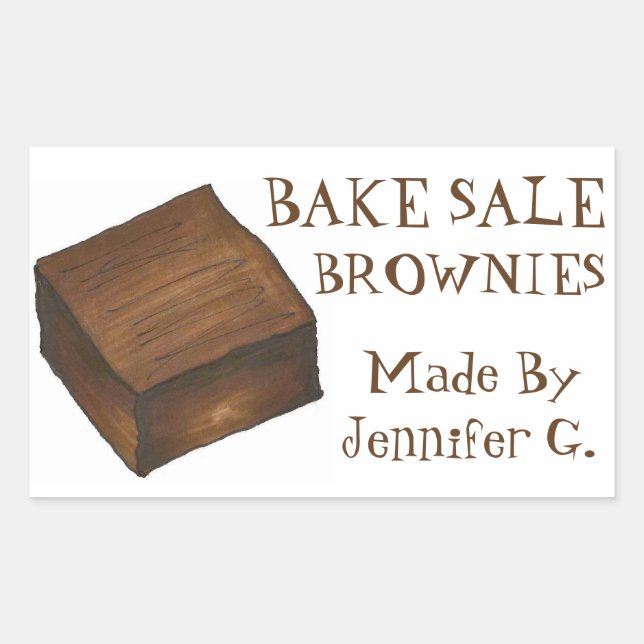 Sticker Rectangulaire Brownies de vente de gâteaux personnalisés cuits a (Devant)