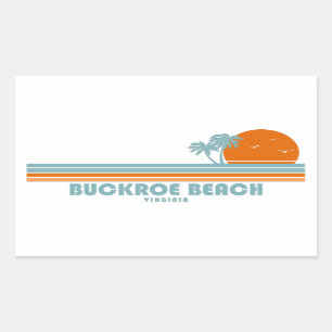 Sticker Rectangulaire Buckroe Beach Virginia Sun Palm Trees