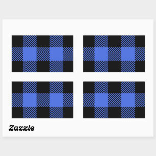 Sticker Rectangulaire Buffalo Check Blue & Black Lumberjack Plaid Decor
