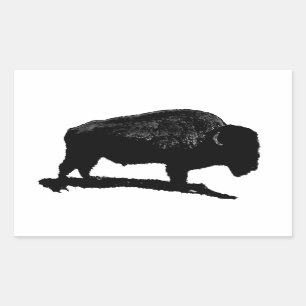 Sticker Rectangulaire Buffle noir et blanc