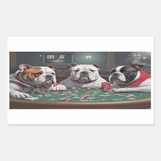 Sticker Rectangulaire Bulldogs jouant au poker