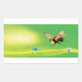 Sticker Rectangulaire Bumblebee survolant le pré