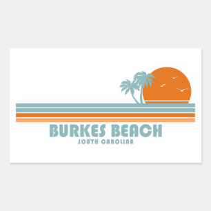 Sticker Rectangulaire Burkes Beach Caroline du Sud Sun Palm Trees