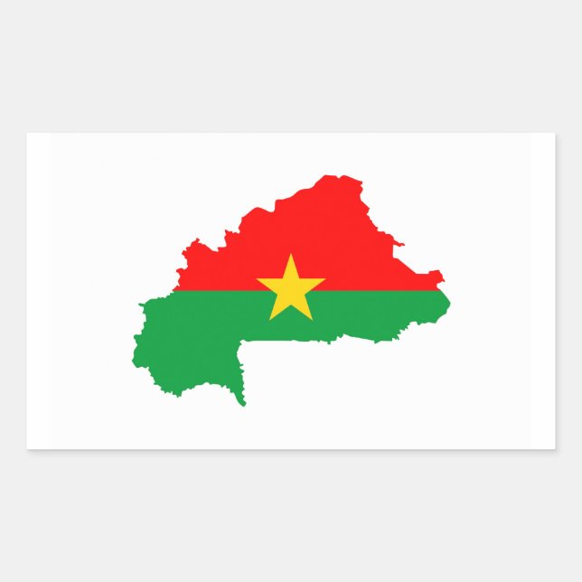 Sticker Rectangulaire burkina faso drapeau du pays forme silhouette (Devant)