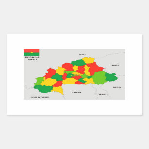 Sticker Rectangulaire burkina faso pays carte politique