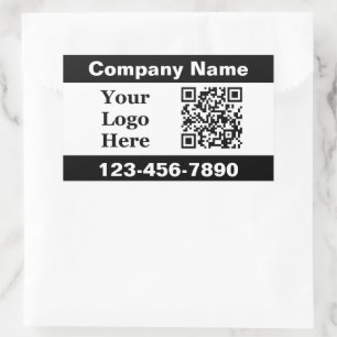 Sticker Rectangulaire Business Black White Nom de l'entreprise Logo Code