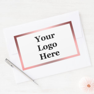 Sticker Rectangulaire Business Blanc rose brossé métal Regardez votre lo