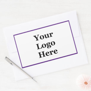 Sticker Rectangulaire Business Purple and White Votre logo ici Modèle