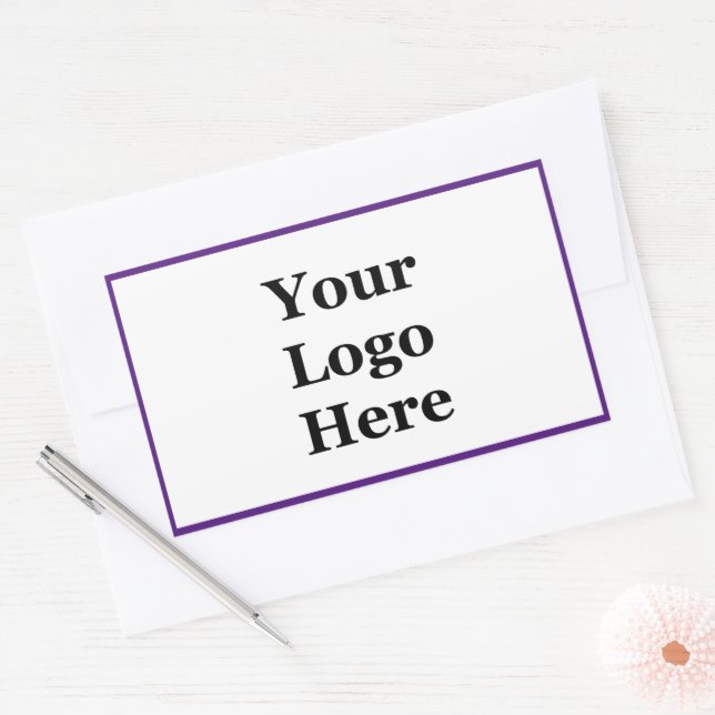 Sticker Rectangulaire Business Purple and White Votre logo ici Modèle (Enveloppe)
