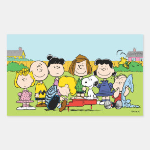 Sticker Rectangulaire cacahuètes   Charlie Brown et Gang