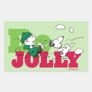 Sticker Rectangulaire cacahuètes Linus & Snoopy Be Jolly