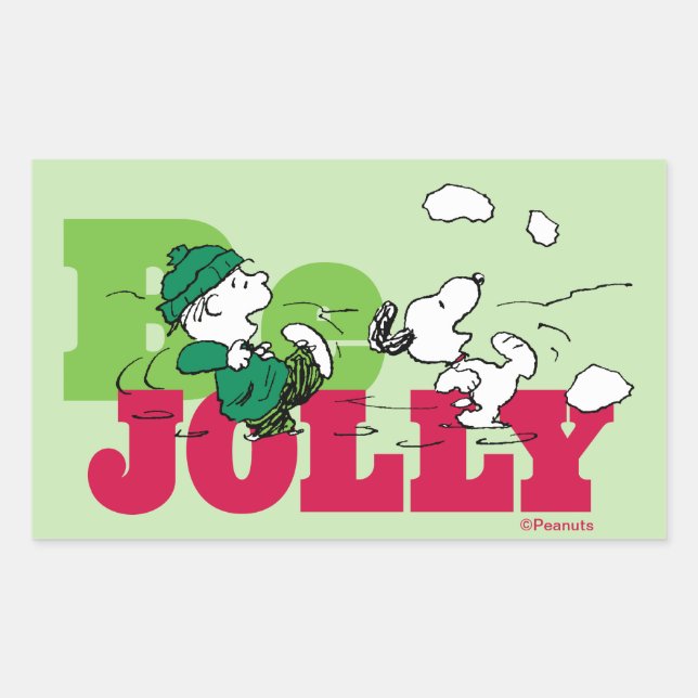 Sticker Rectangulaire cacahuètes | Linus & Snoopy Be Jolly (Devant)