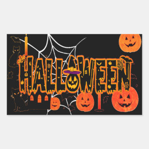Sticker Rectangulaire Cadeau Citrouille d'Halloween