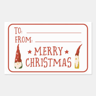 Sticker Rectangulaire Cadeau de Noël Gnomes mignonnes à partir de
