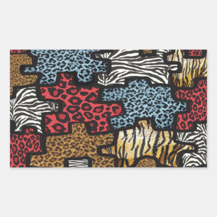 Sticker Rectangulaire Cadeaux d'impression de puzzle zèbre léopard Rocka