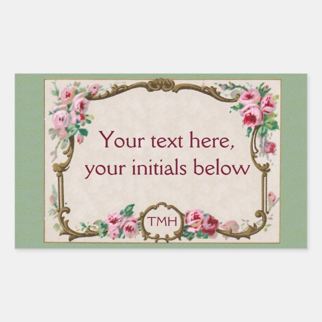 Sticker Rectangulaire Cadre blanc de parfum Rose d'antiquité (Devant)
