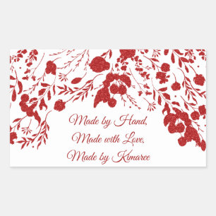 Sticker Rectangulaire Cadre de baie de paillettes rouges Noël