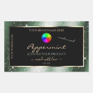 Sticker Rectangulaire Cadre de Parties scintillant métallique vert Étiqu