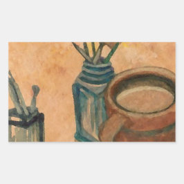 Sticker Rectangulaire Café Art - Première chose le matin