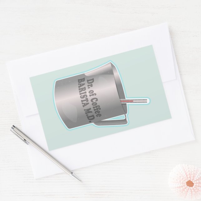 Sticker Rectangulaire Café Barista faisant drôle docteur (Enveloppe)