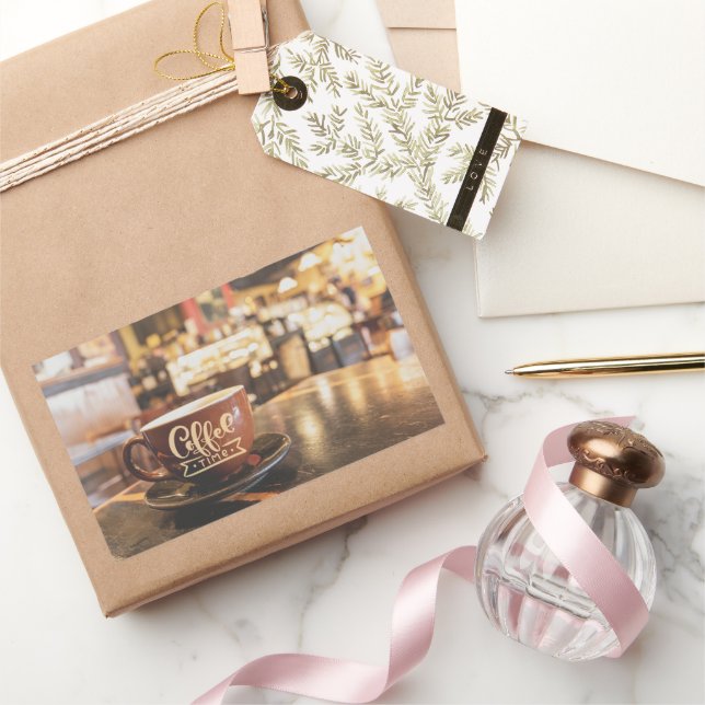 Sticker Rectangulaire Café de charme Time Café (Cadeaux)