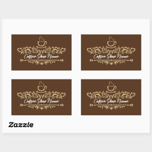 Sticker Rectangulaire Café moderne café accueil Personnaliser le nom